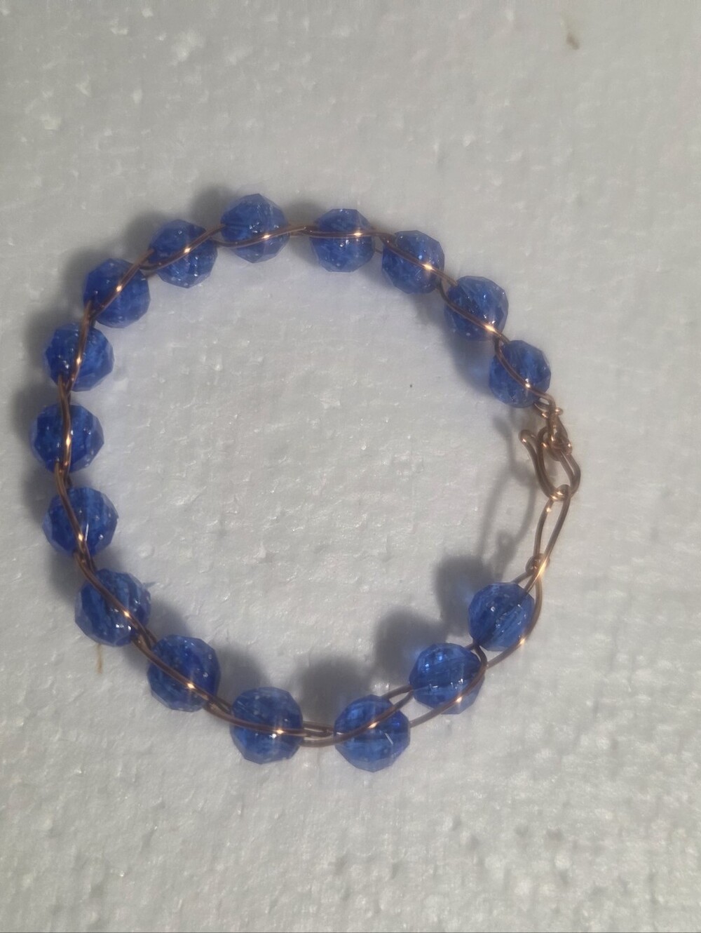 Handcrafted Blue Crystal Bead Wire-Wrapped Bracelet